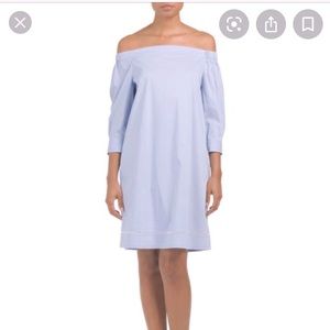 Theory Blue Off the Shoulder 3/4 Dress
